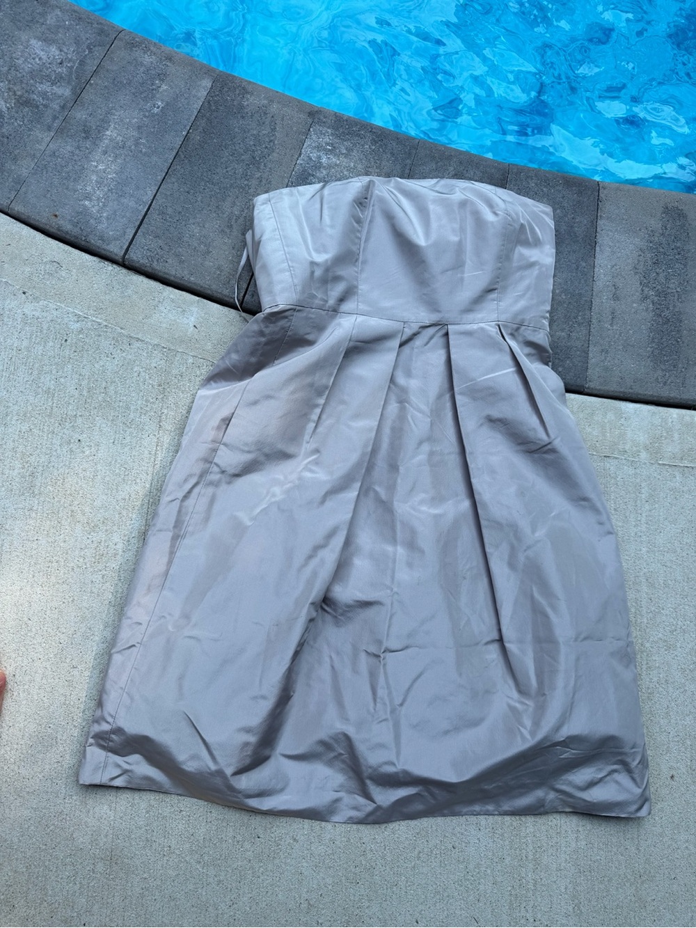 J.Crew 100% Silk Strapless Pleated Dress Size 0 Silver Lavender